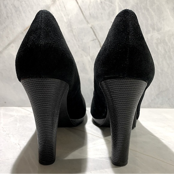 Franco Sarto black suede 4” heels with embossed heel size 8.5 - Picture 5 of 11